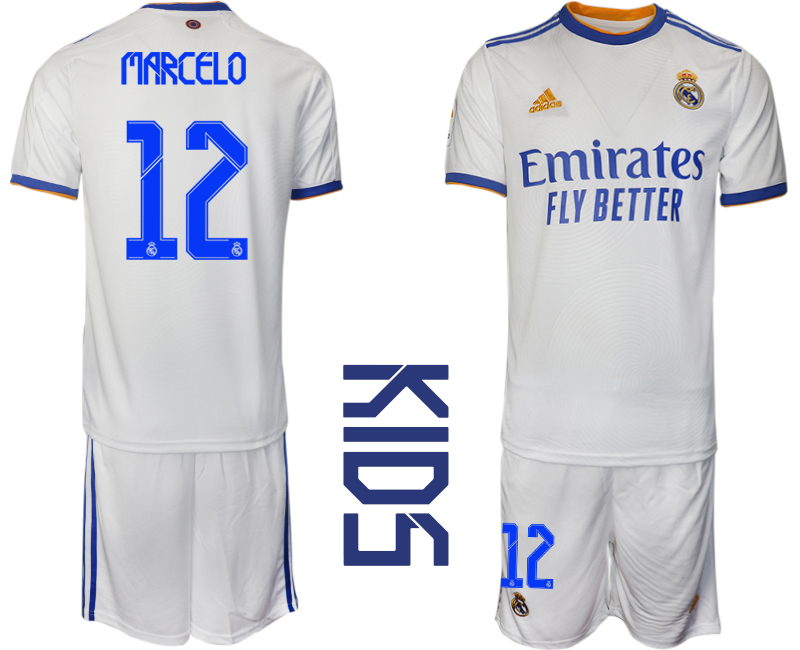 Youth 2021-2022 Club Real Madrid home white #12 Soccer Jerseys